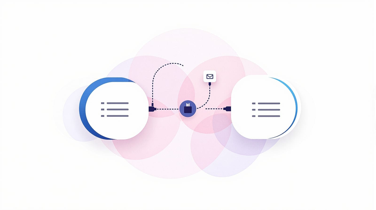 Illustration of two software systems exchanging data through an interface