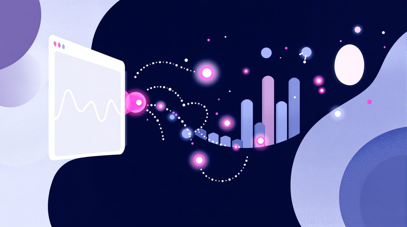 Illustration of visitor actions on a website flowing into a conversion tracking funnel