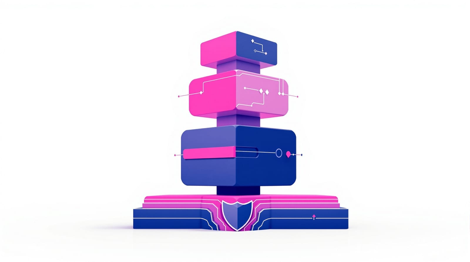 Illustration of a modular, layered content architecture representing a structured CMS