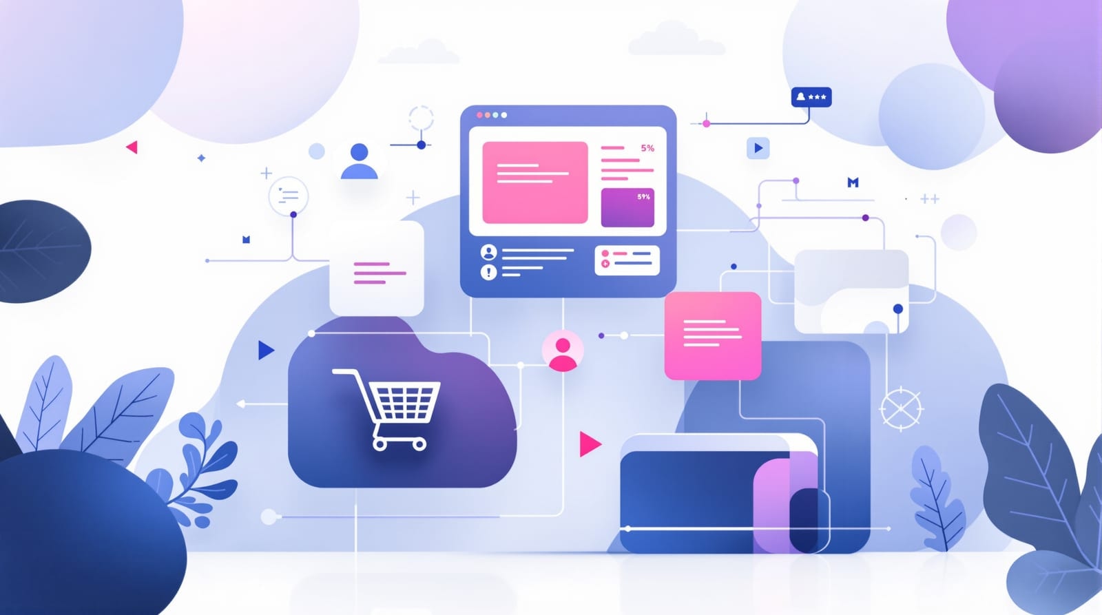 Illustration of a hosted online store distributing a product catalogue across multiple sales channels