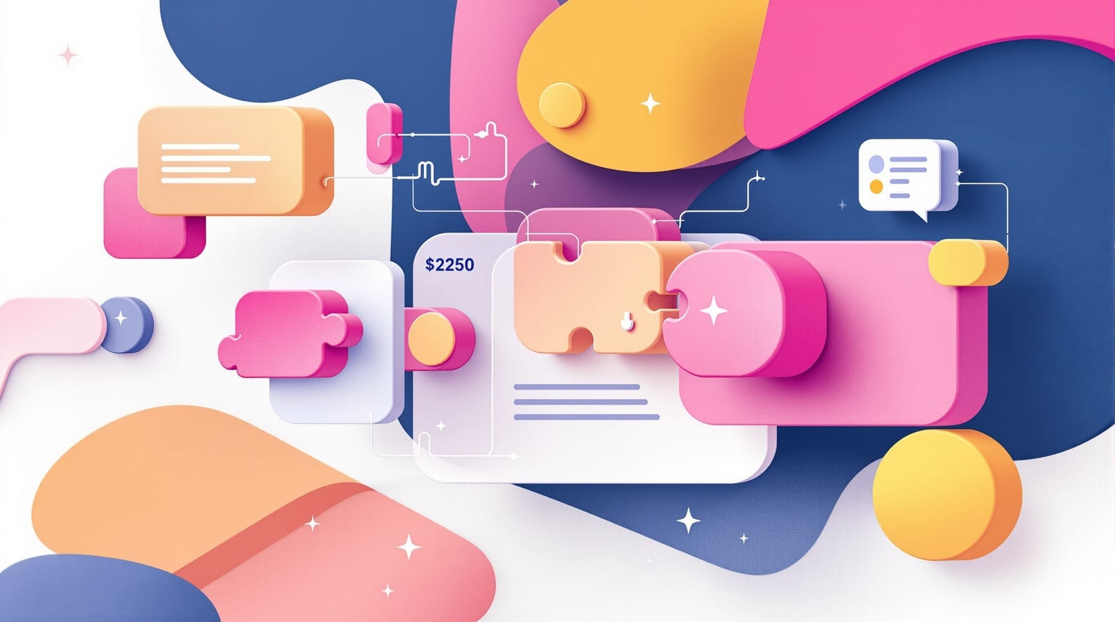 Illustration of modular plugin blocks slotting into a website panel